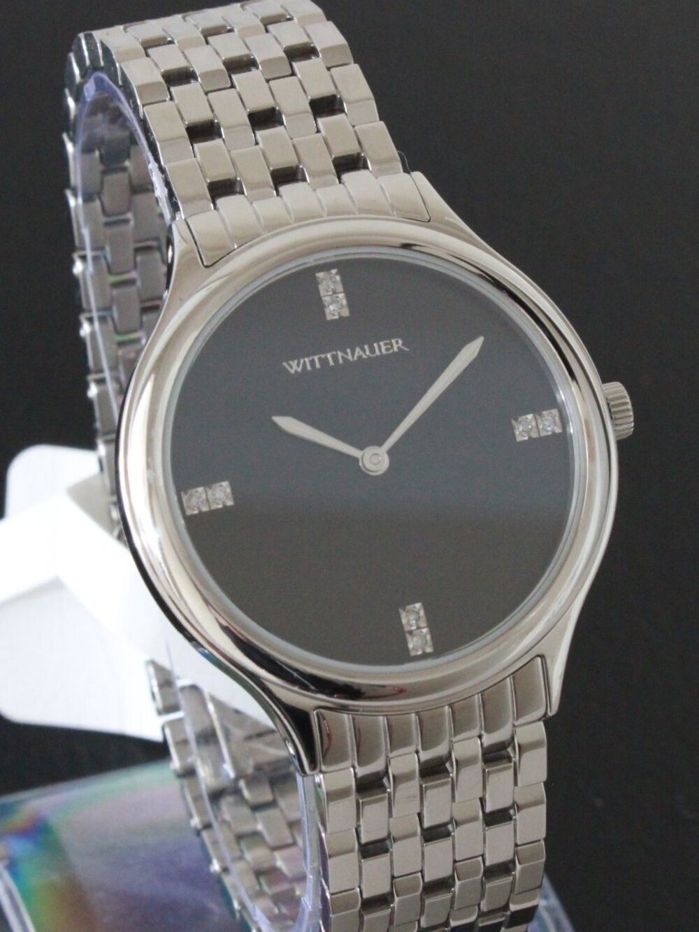 Wittnauer Ladies Quartz Watch 8 Hand Set Diamonds Minimalist Dial 34mm - Picture 2 of 12